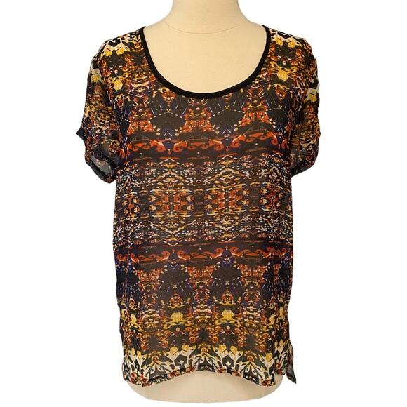 NWT Revolve Short Sleeve Blouse | Abstract Print Top Women Size Small - Picture 1 of 7